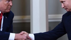Trump and Putin, meeting during the previous term of the U.S. president.